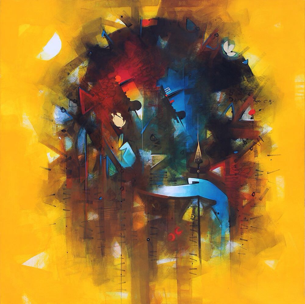 5.-Amol-Pawar-Shiva-Shakti-48-x-48-inches-Mixed-Media-on-Canvas